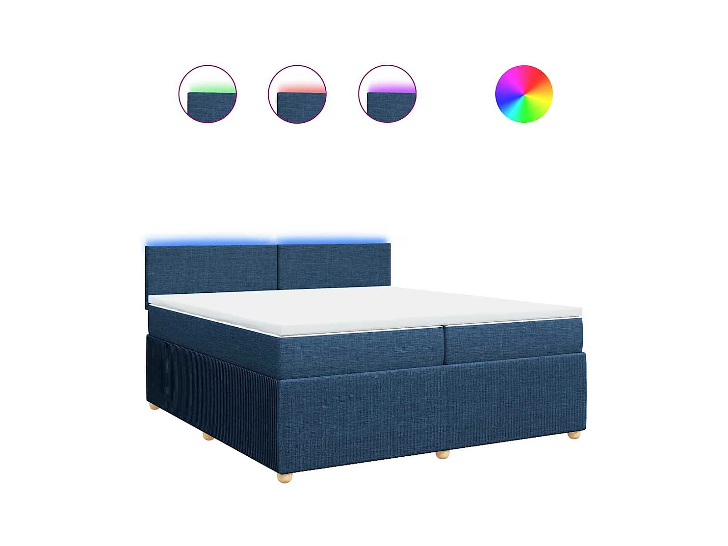 Sommier à lattes de lit avec matelas Bleu 200x200 cm Tissu