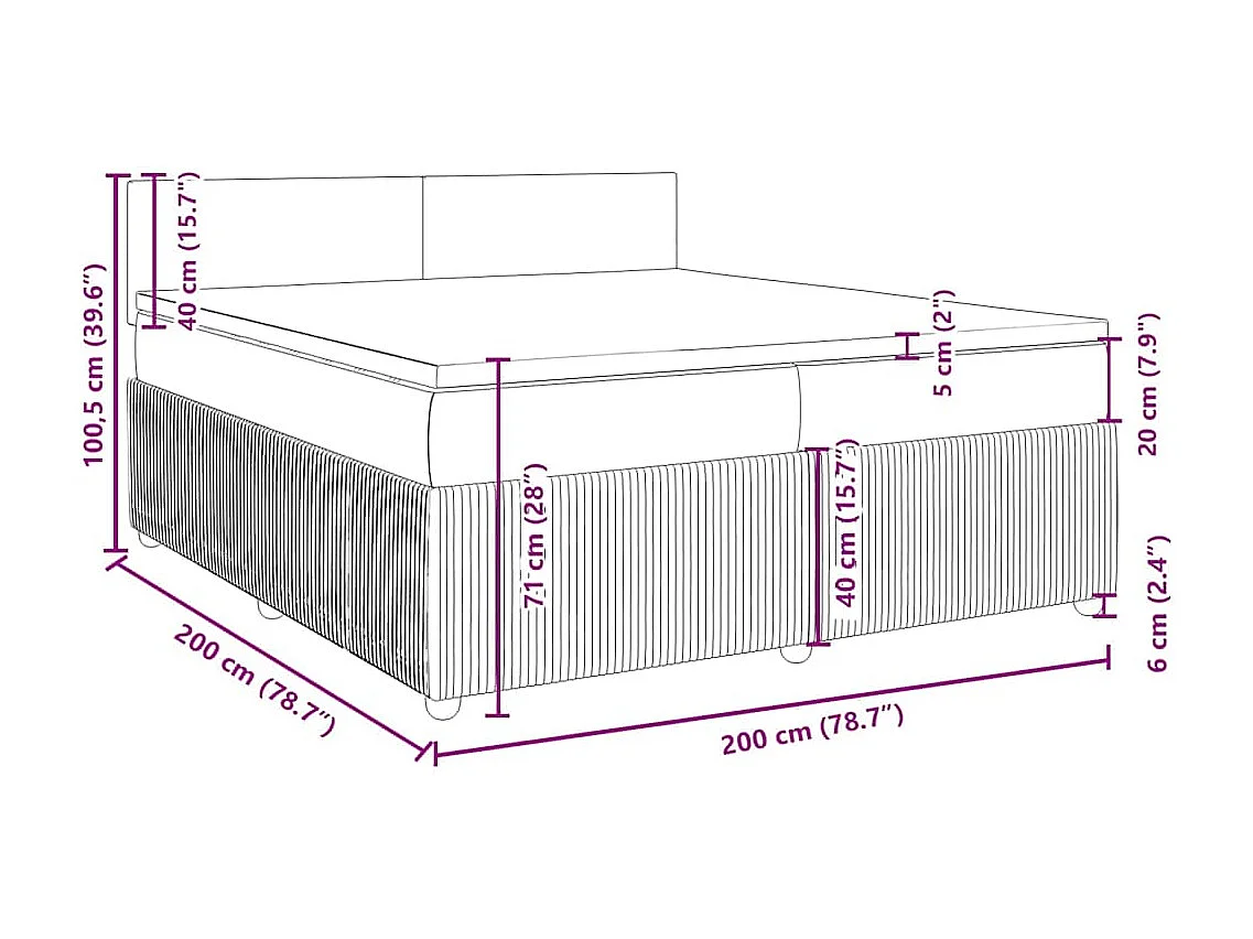 Boxspring met matras stof blauw 200x200 cm