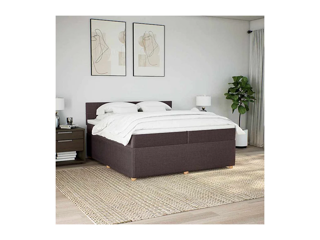 Sommier à lattes de lit avec matelas Marron foncé 200x200 cm