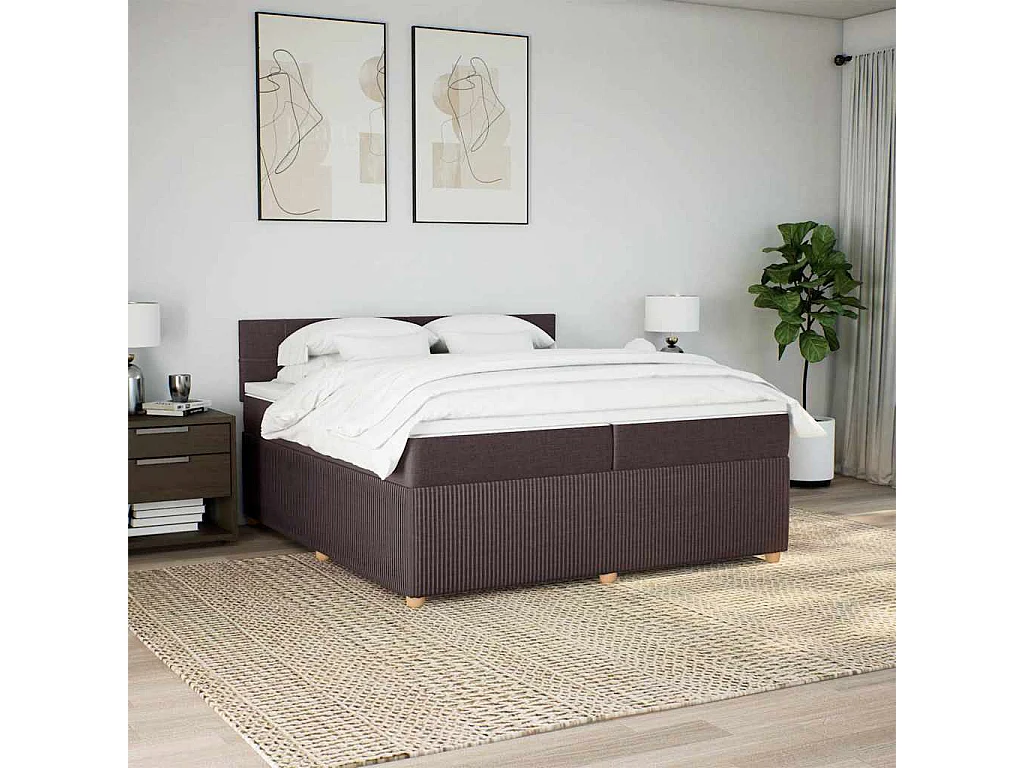 Sommier à lattes de lit avec matelas Marron foncé 200x200 cm