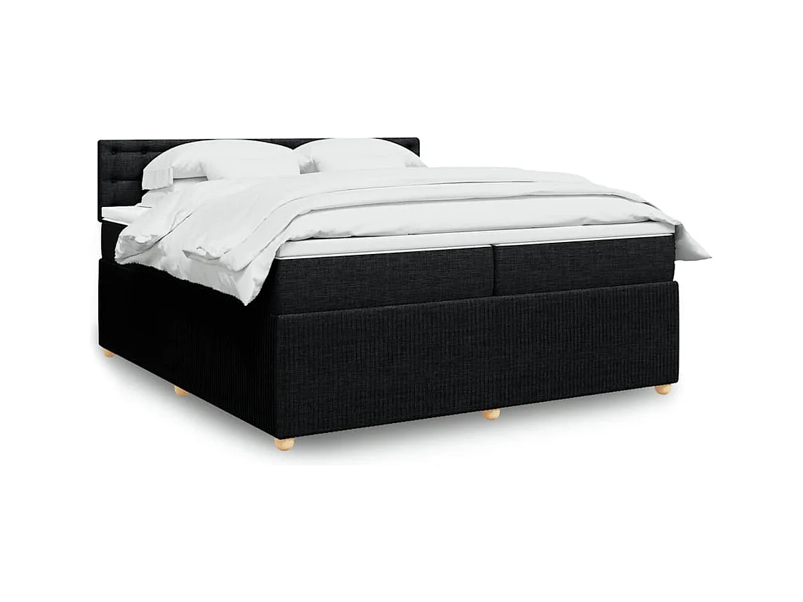 Sommier à lattes de lit avec matelas Noir 200x200 cm Tissu