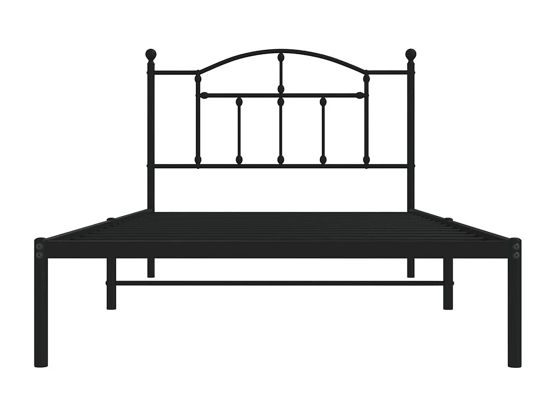 Estructura cama sin colchón con cabecero metal negro 107x203 cm