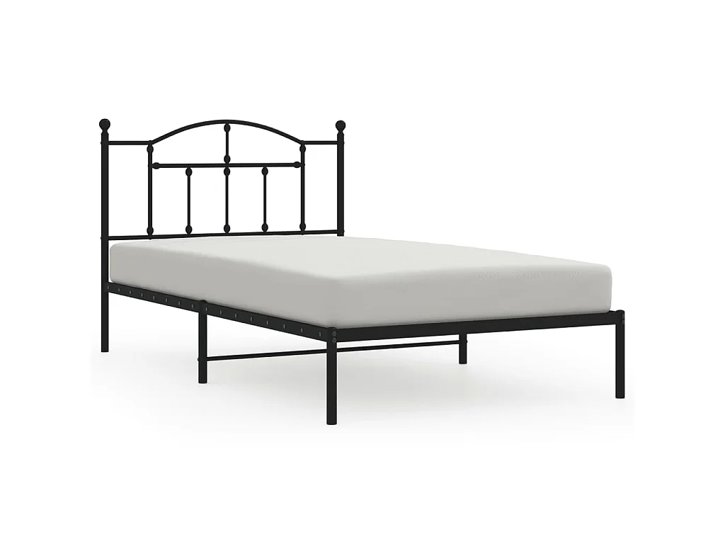 Cadre de lit métal sans matelas avec tête de lit noir 107x203cm