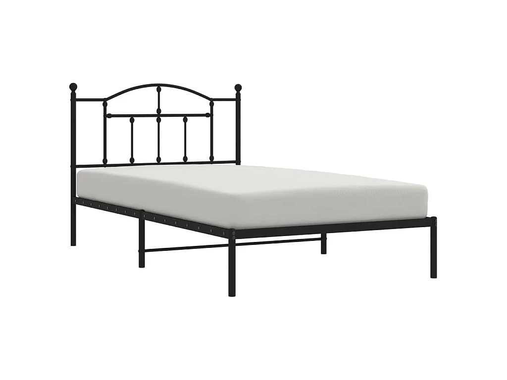 Cadre de lit métal sans matelas avec tête de lit noir 107x203cm