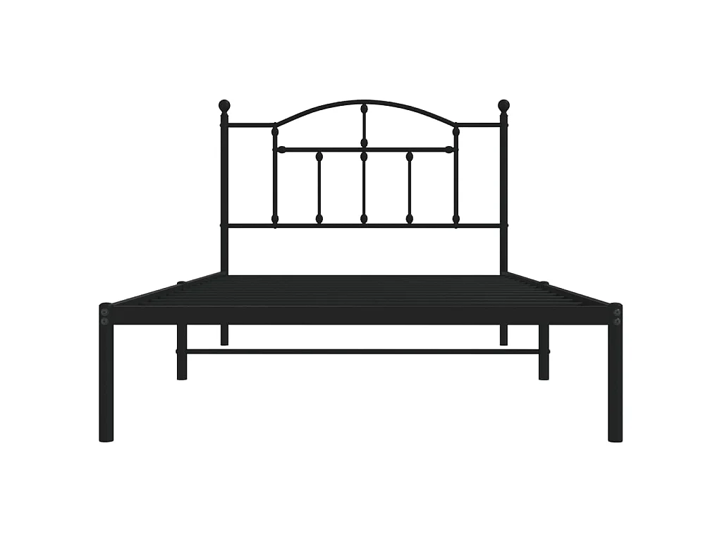 Cadre de lit métal sans matelas avec tête de lit noir 107x203cm