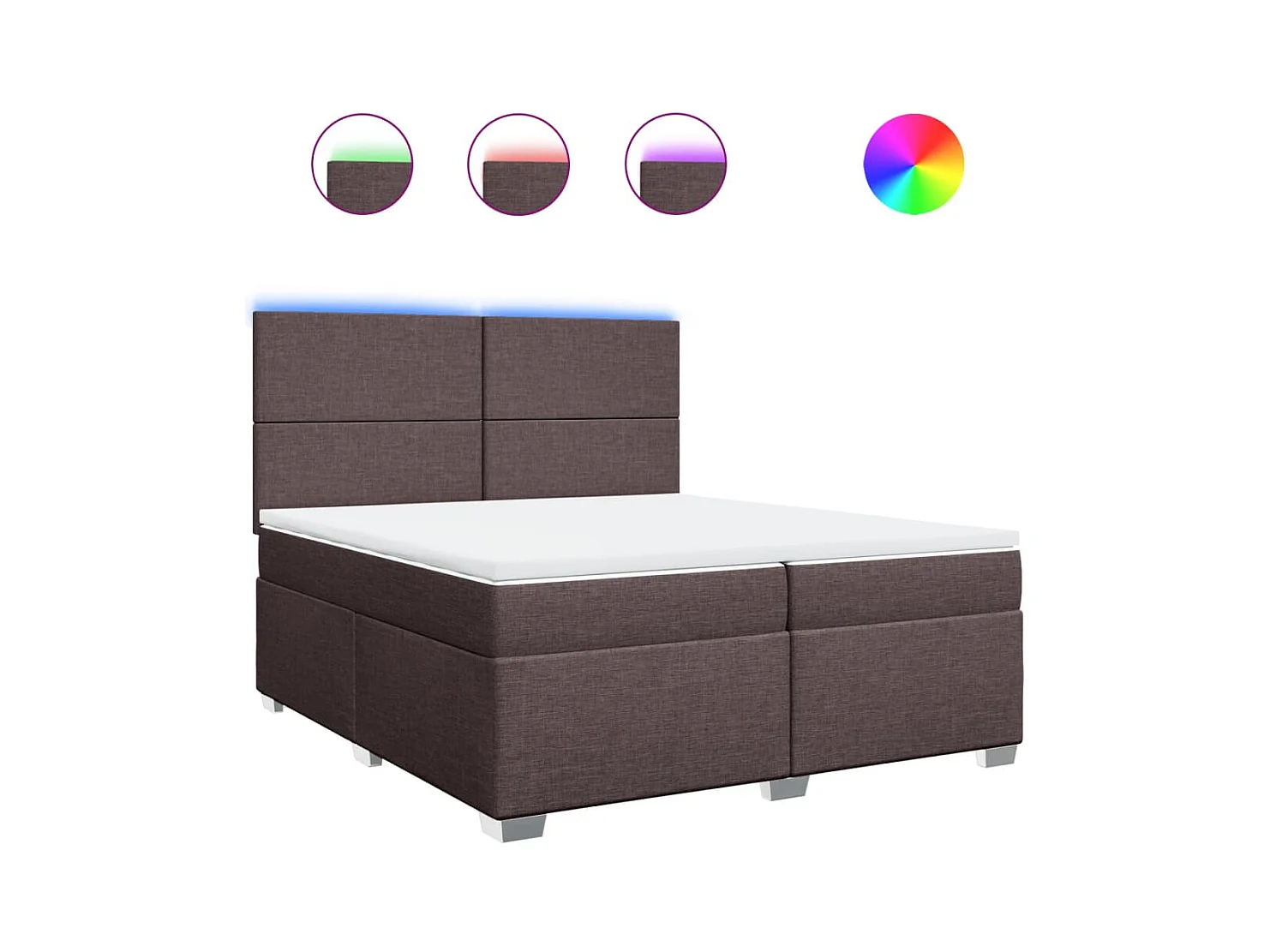 Sommier à lattes de lit avec matelas Marron foncé 200x200 cm