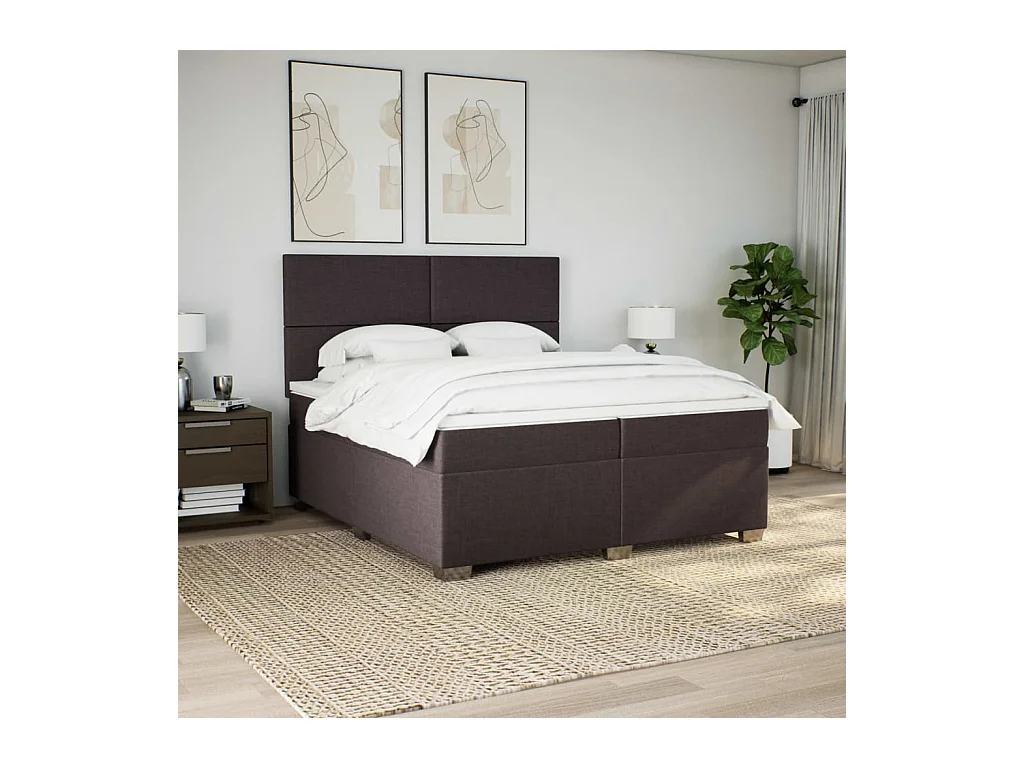 Sommier à lattes de lit avec matelas Marron foncé 200x200 cm