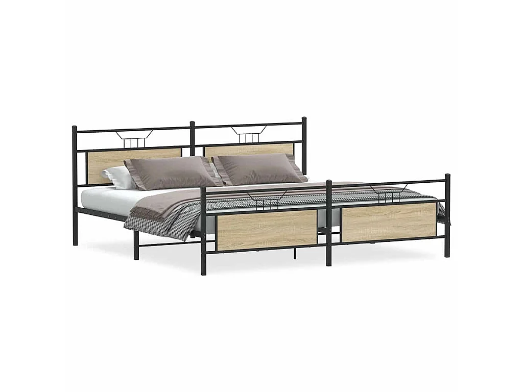 Estructura de cama sin colchón metal roble Sonoma 200x200 cm