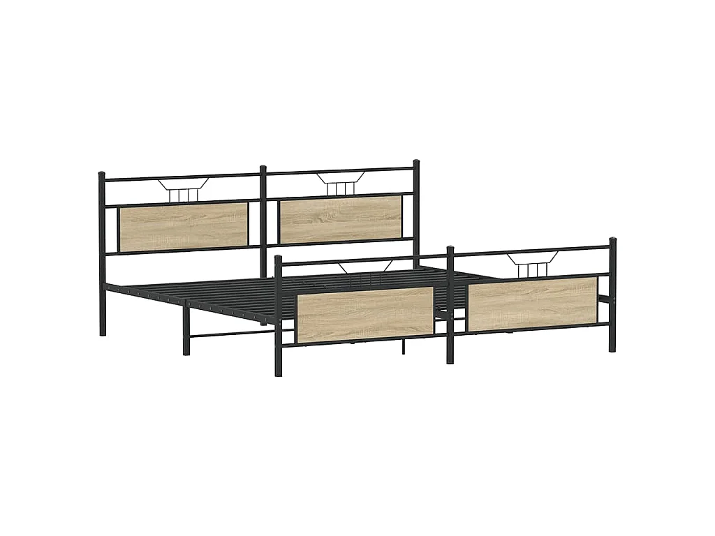 Estructura de cama sin colchón metal roble Sonoma 200x200 cm