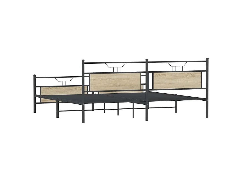Estructura de cama sin colchón metal roble Sonoma 200x200 cm