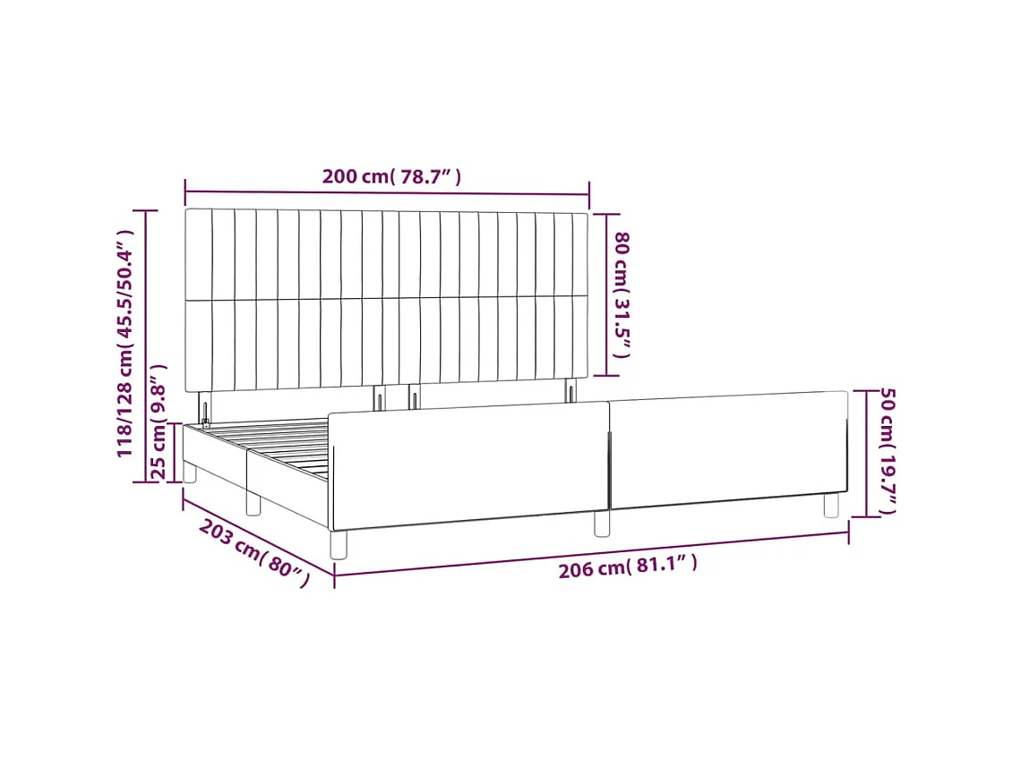 Cadre de lit sans matelas crème 200x200 cm tissu