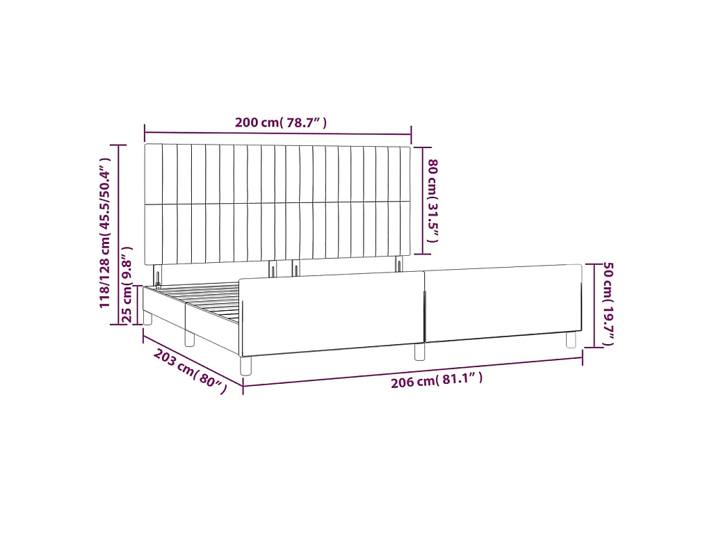 Cadre de lit sans matelas crème 200x200 cm tissu