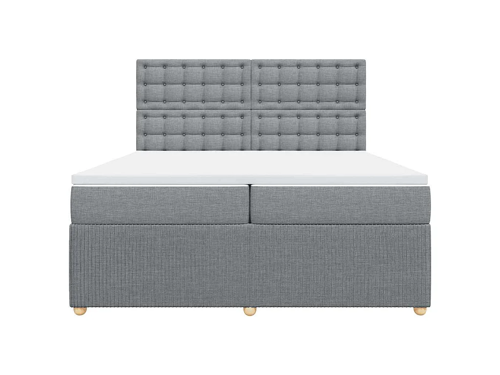 Cama com molas/colchão 200x200 cm tecido cinza-claro