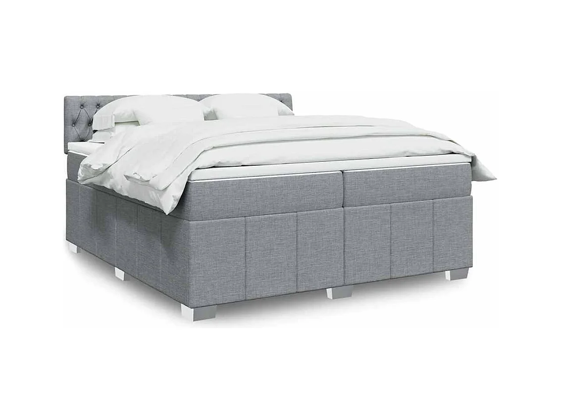 Sommier à lattes de lit avec matelas Gris clair 200x200cm Tissu