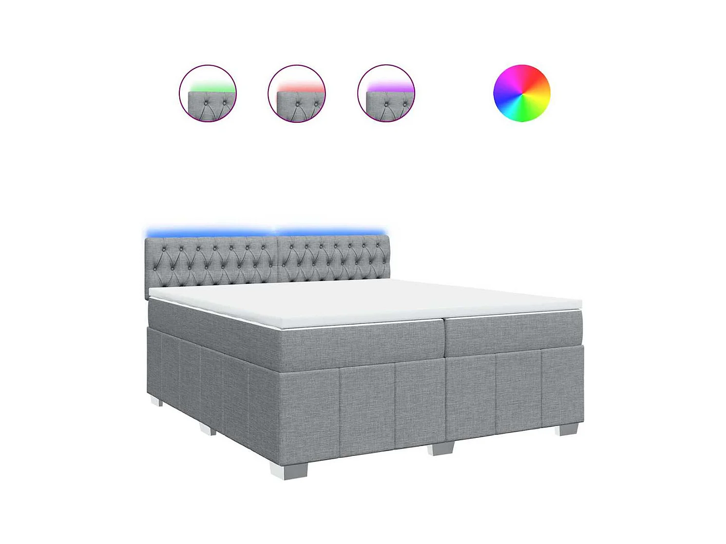 Sommier à lattes de lit avec matelas Gris clair 200x200cm Tissu