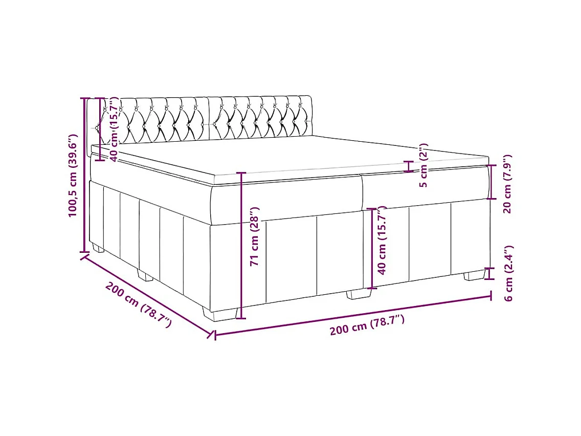 Sommier à lattes de lit avec matelas Gris clair 200x200cm Tissu