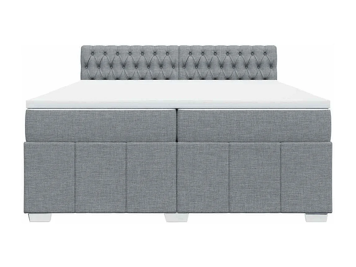 Cama com molas/colchão 200x200 cm tecido cinza-claro