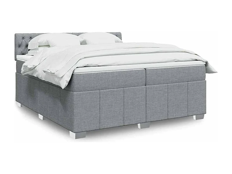 Boxspringbett mit Matratze Hellgrau 200x200 cm Stoff