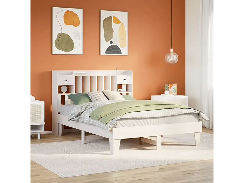 Estructura de cama sin colchón madera de pino blanca 150x200 cm