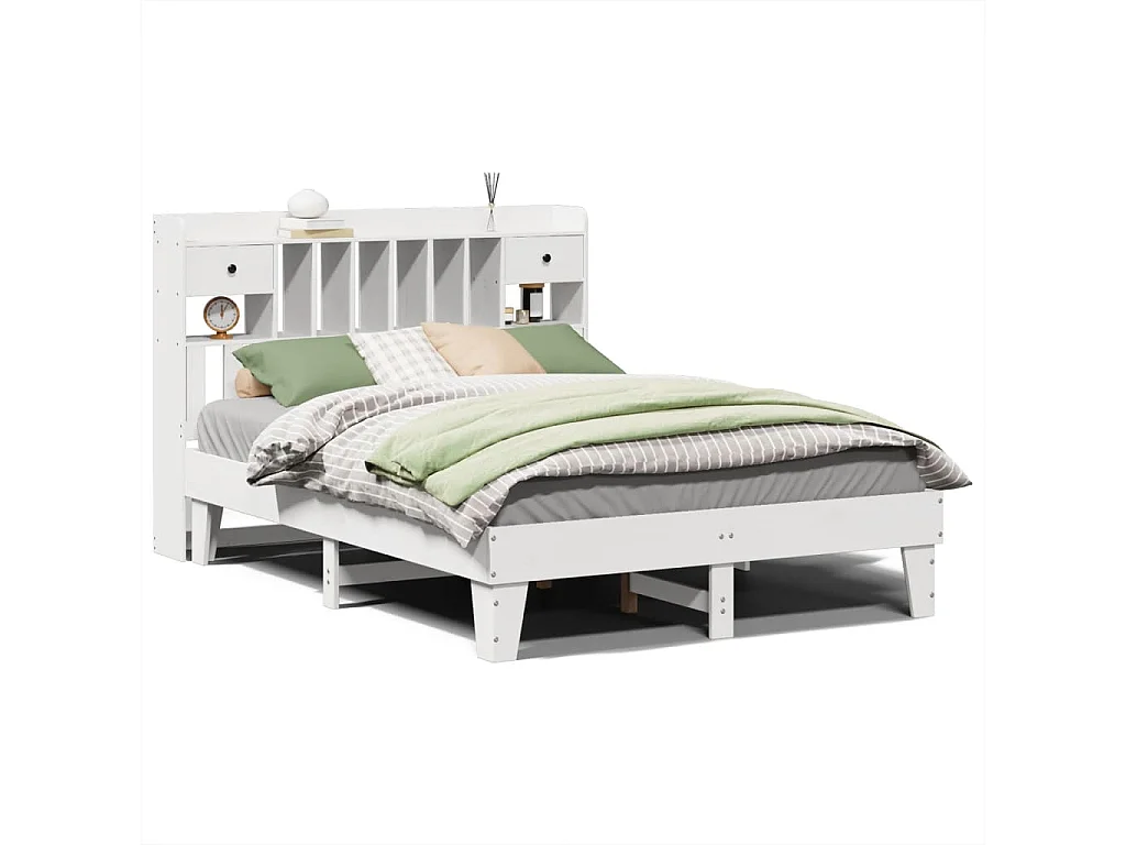 Cama sem colchão 150x200 cm madeira de pinho maciça branco
