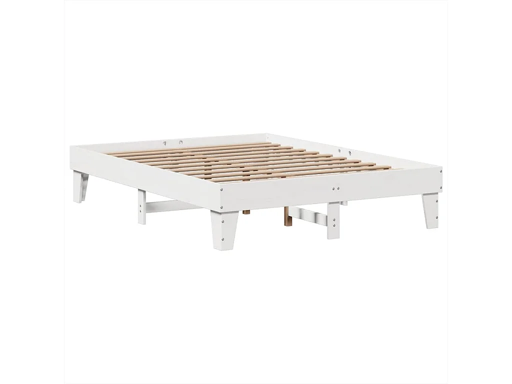 Cama sem colchão 150x200 cm madeira de pinho maciça branco