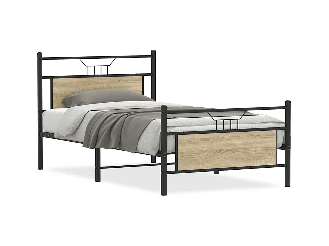 Estrutura de cama sem colchão 107x203 cm carvalho sonoma