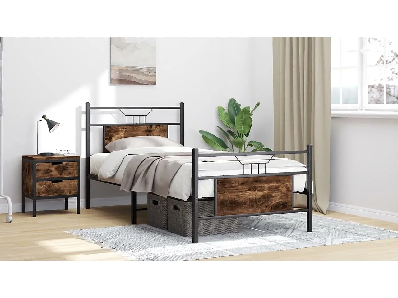 Bettgestell ohne Matratze Sonoma-Eiche 107x203 cm Holzwerkstoff