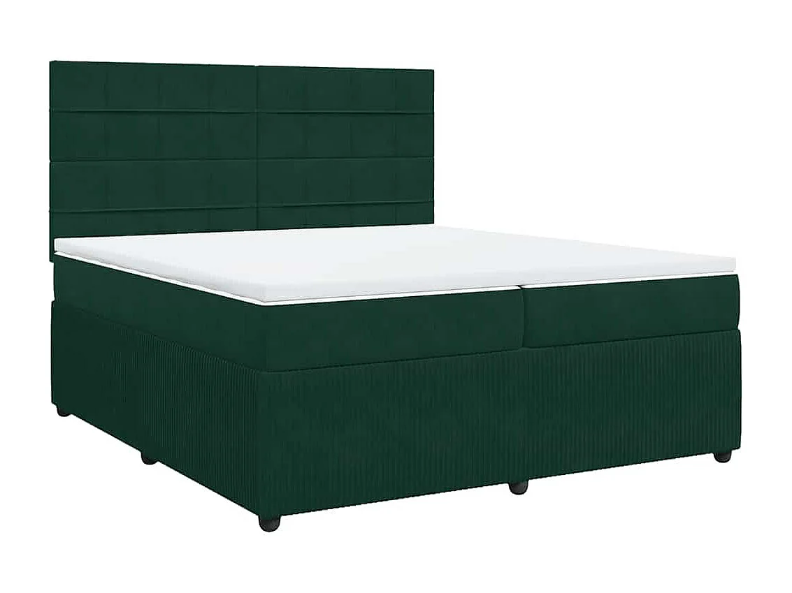 Cama box spring con colchón terciopelo verde oscuro 200x200 cm