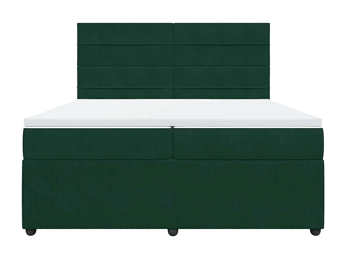 Cama box spring con colchón terciopelo verde oscuro 200x200 cm
