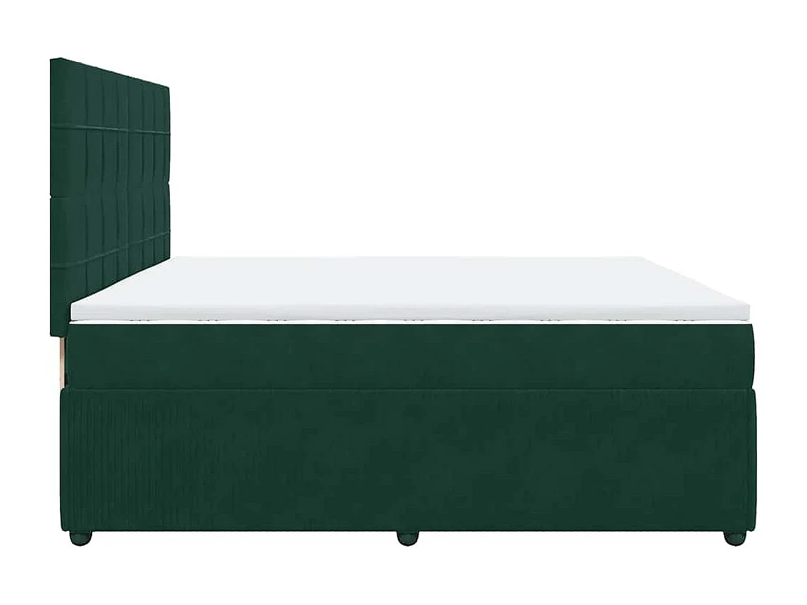 Cama box spring con colchón terciopelo verde oscuro 200x200 cm