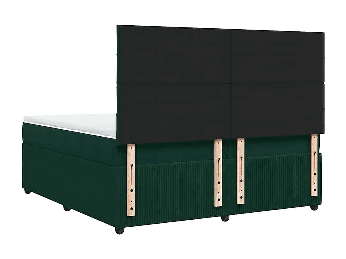 Cama box spring con colchón terciopelo verde oscuro 200x200 cm