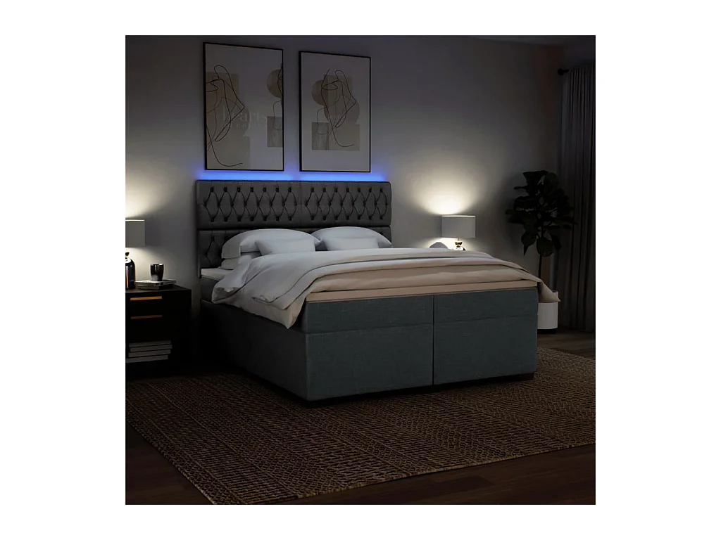 Boxspring met matras stof donkergrijs 200x200 cm