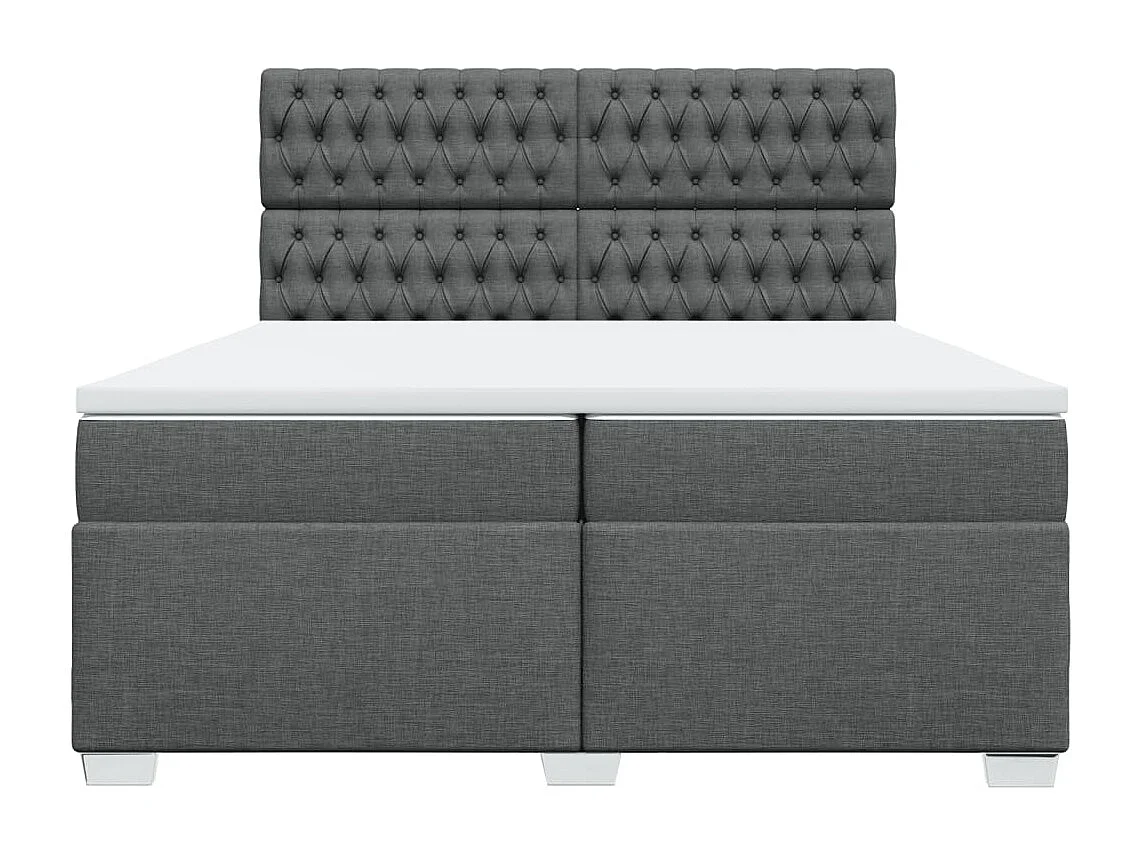 Cama box spring con colchón tela gris oscuro 200x200 cm