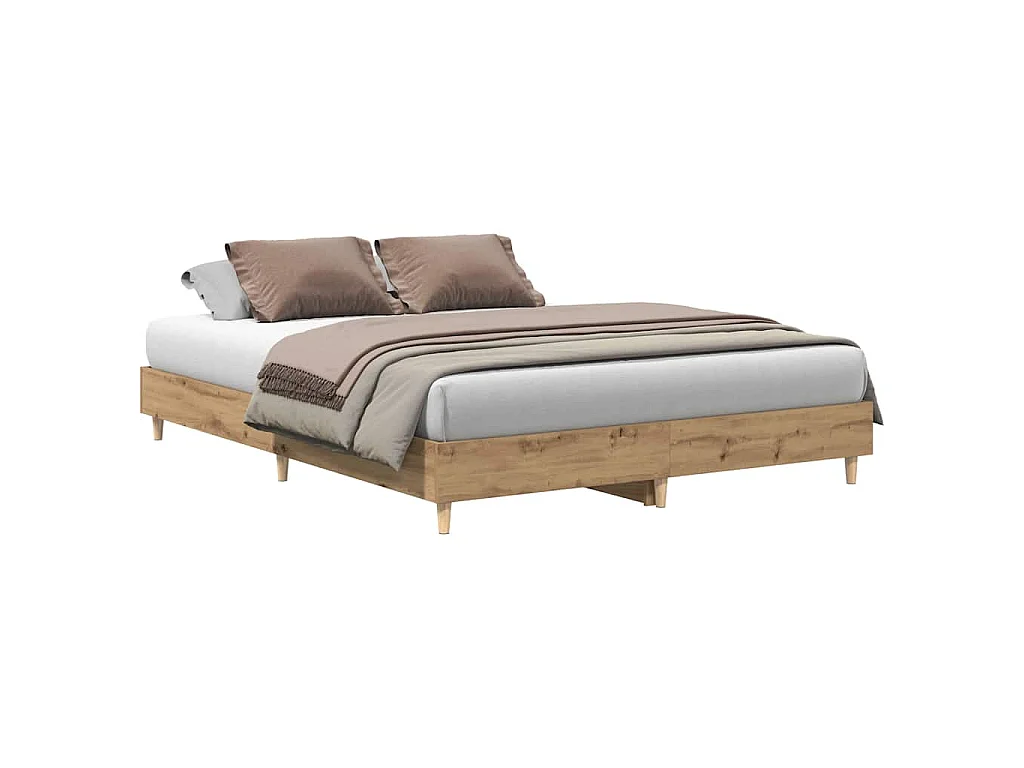 Cadre de lit sans matelas chêne artisanal 150x200 cm