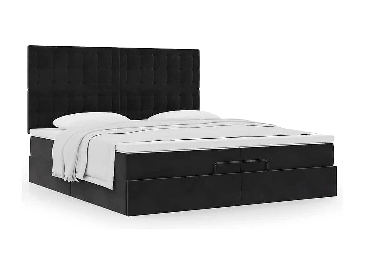 Ottoman bed met matrassen 200x200cm fluweel zwart