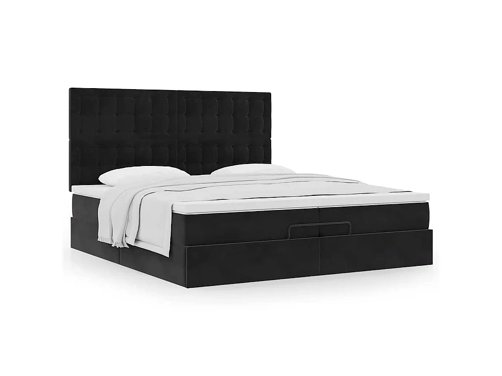 Ottoman bed met matrassen 200x200cm fluweel zwart