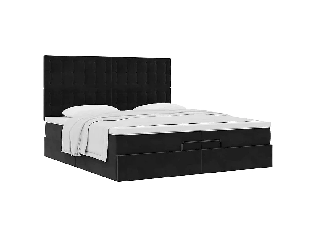 Ottoman bed met matrassen 200x200cm fluweel zwart