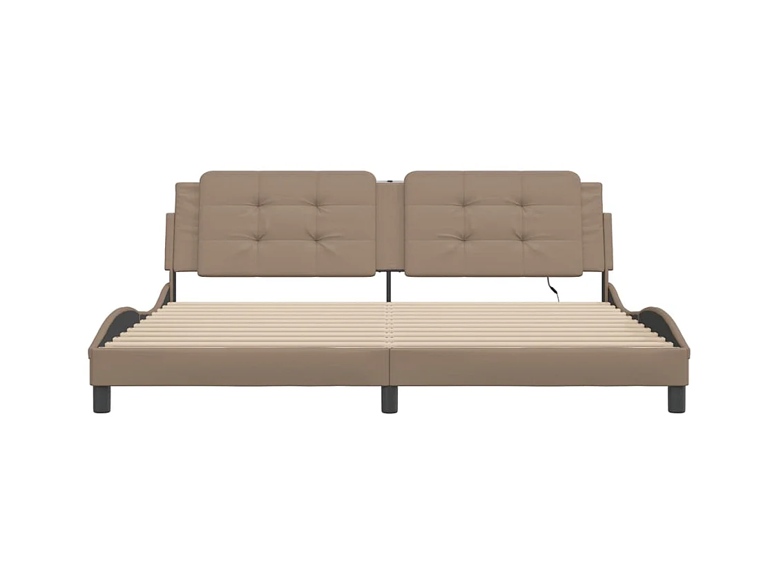 Bettgestell mit LED ohne Matratze "Zadar" Cappuccino-Braun 200x200 cm