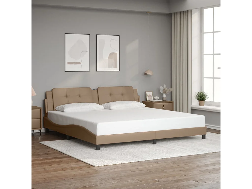 Cadre de lit avec LED sans matelas Zadar cappuccino 200x200 cm