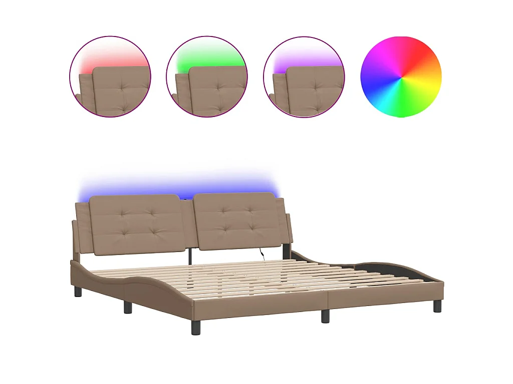 Bettgestell mit LED ohne Matratze "Zadar" Cappuccino-Braun 200x200 cm