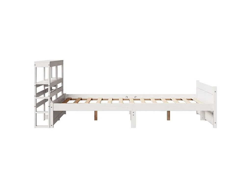 Estrutura de cama c/ cabeceira 150x200 cm pinho maciço branco