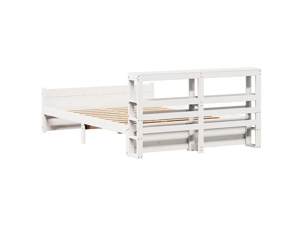 Estrutura de cama c/ cabeceira 150x200 cm pinho maciço branco