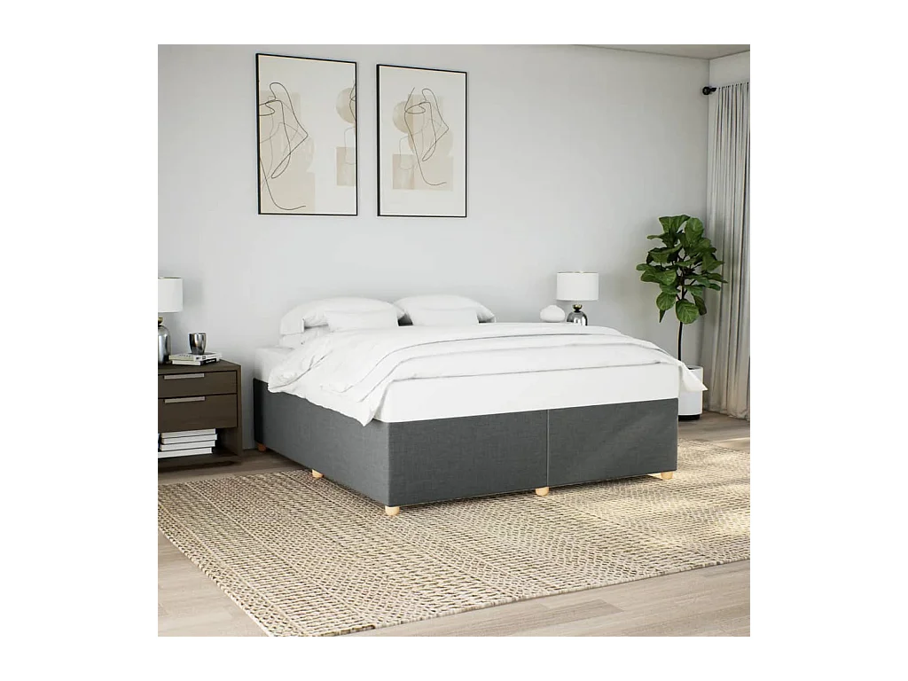 Cadre de lit sans matelas gris foncé 200x200 cm tissu