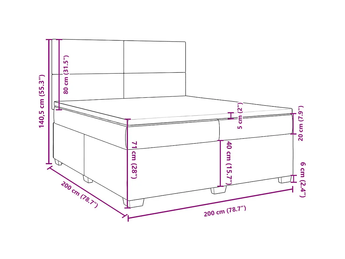 Sommier à lattes de lit avec matelas Taupe 200x200 cm Tissu