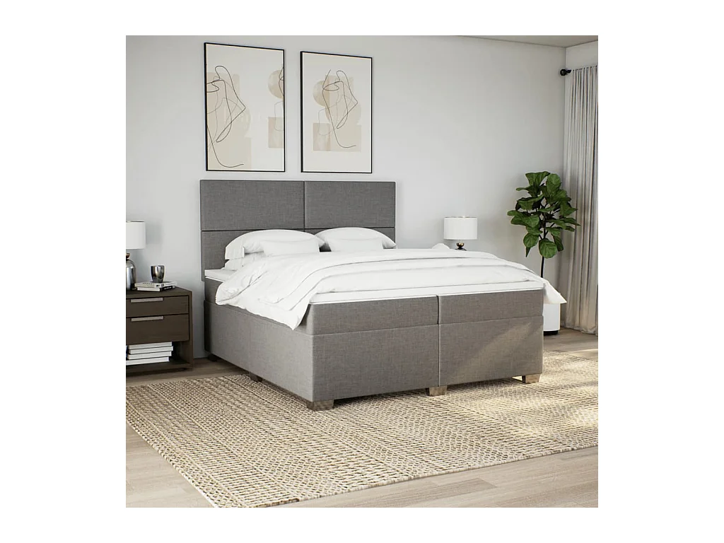 Sommier à lattes de lit avec matelas Taupe 200x200 cm Tissu