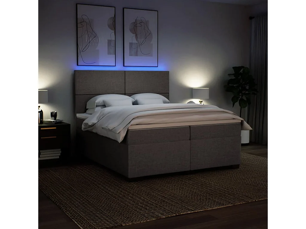 Cama com molas/colchão 200x200 cm tecido castanho-acinzentado