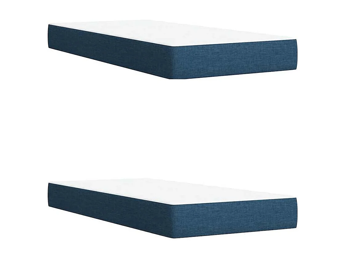 Cama box spring con colchón tela azul 200x200 cm