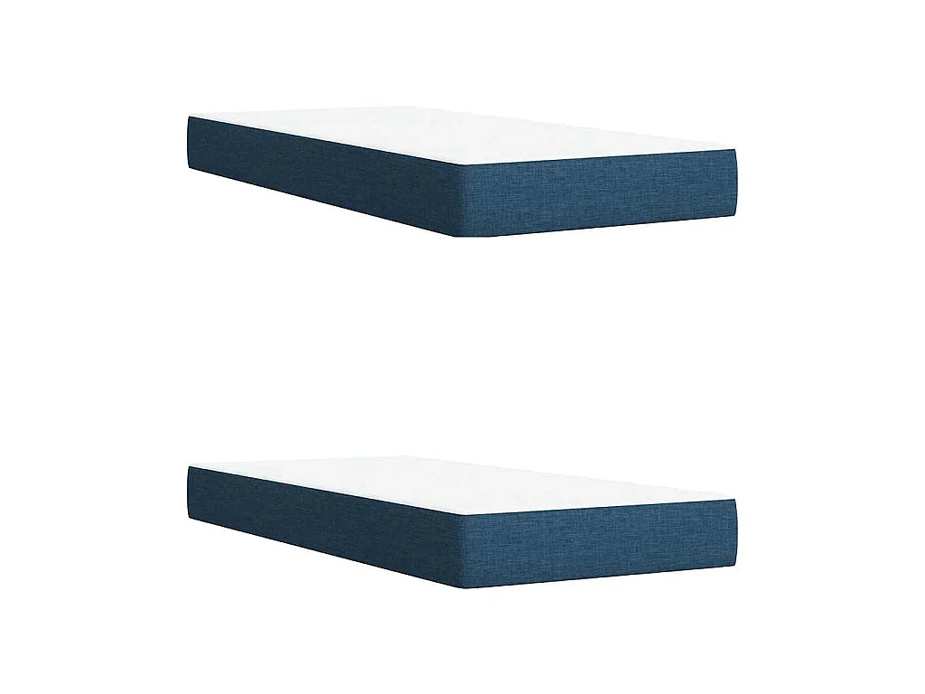 Cama box spring con colchón tela azul 200x200 cm