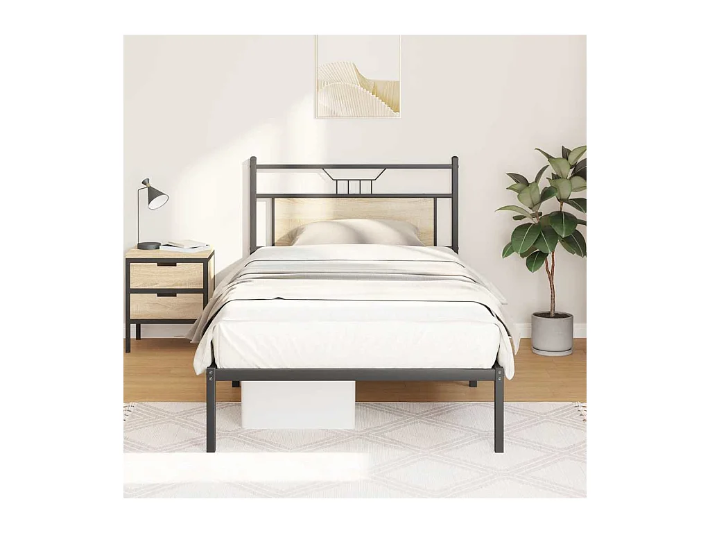 Cadre de lit sans matelas chêne sonoma 107x203 cm