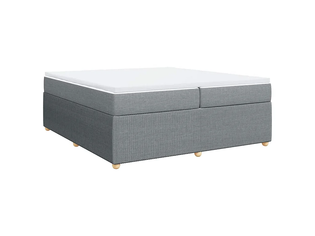 Cama box spring con colchón tela gris claro 200x200 cm